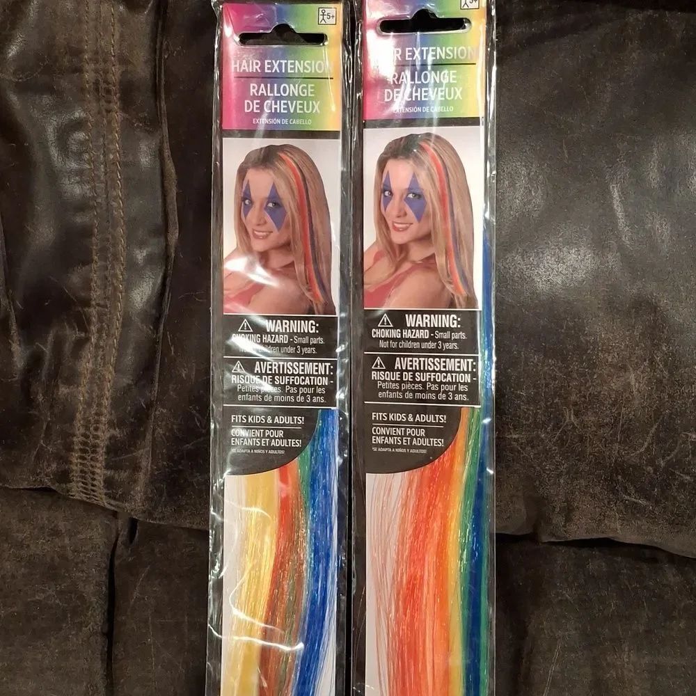 New in Package Rainbow Hair Extension 15” - 2 Packs